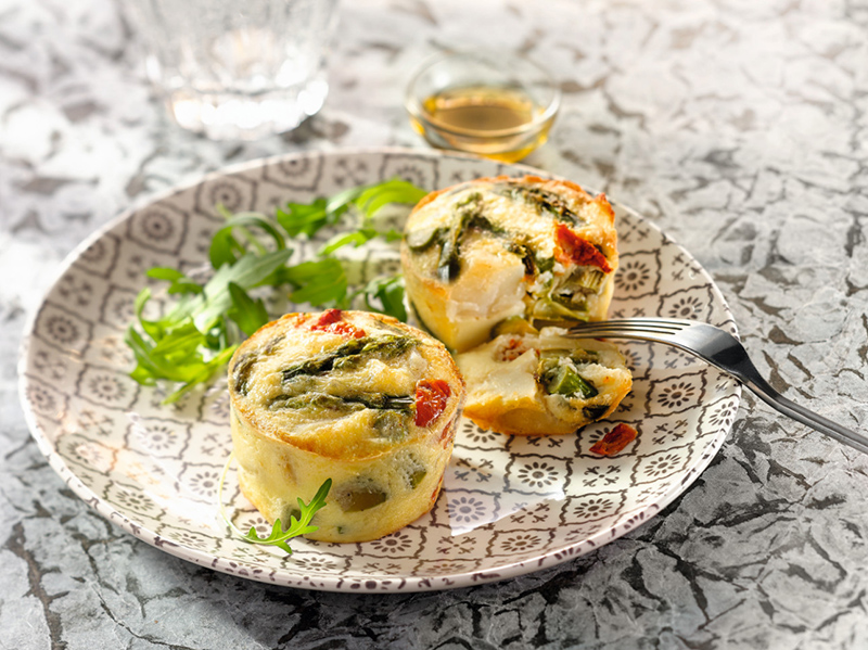Clafoutis pommes de terre primeur asperges tomates confites