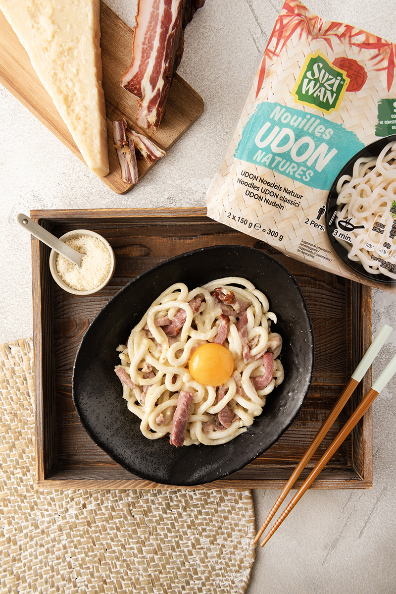 Nouilles Udon carbonara