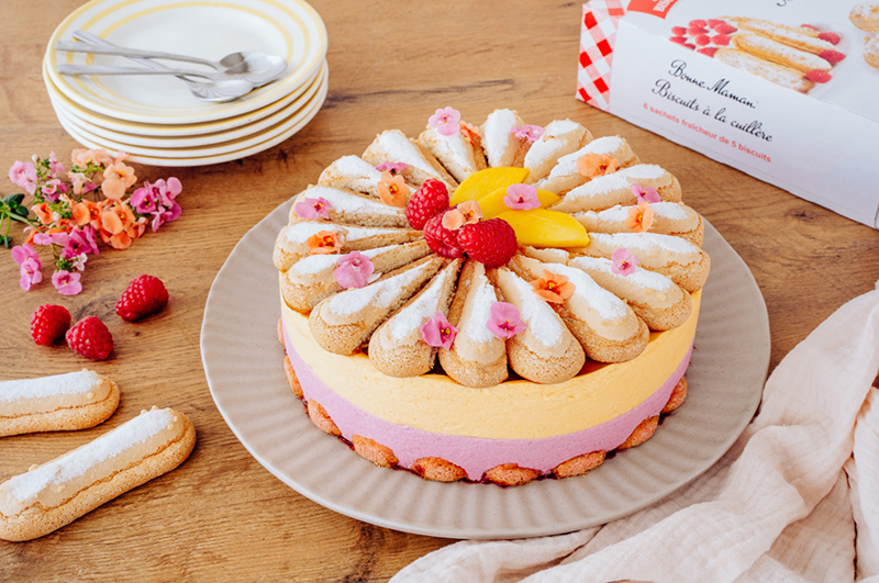 Bavarois biscuits à la cuillère Bonne Maman®, framboises mangue