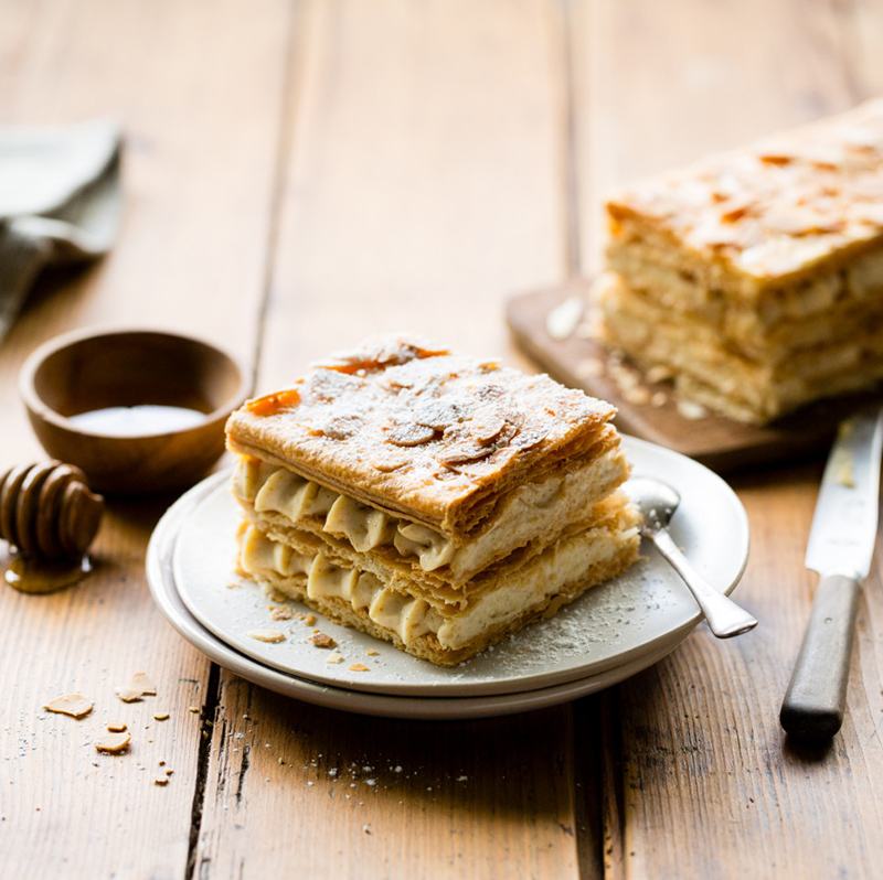 Millefeuille cheesecake caramel beurre salé
