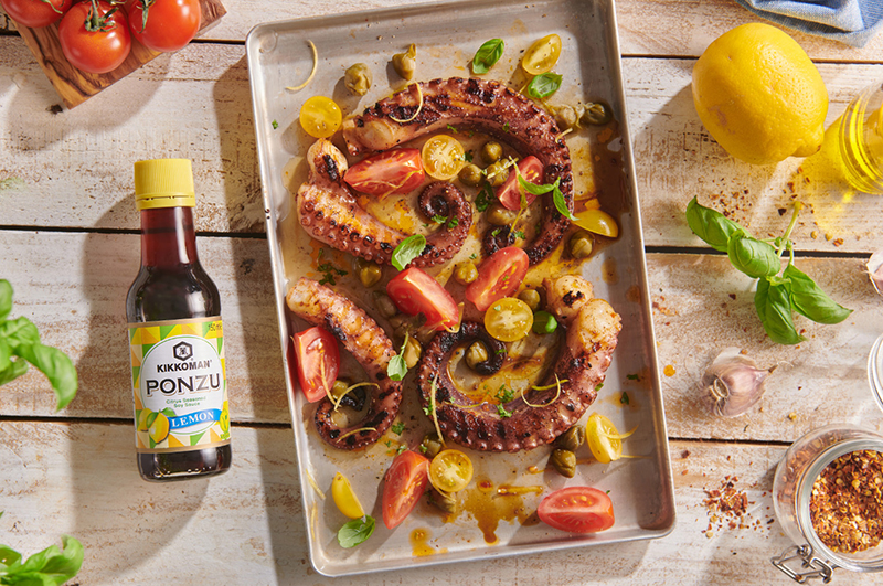 Poulpe grillé sauce Ponzu câpres