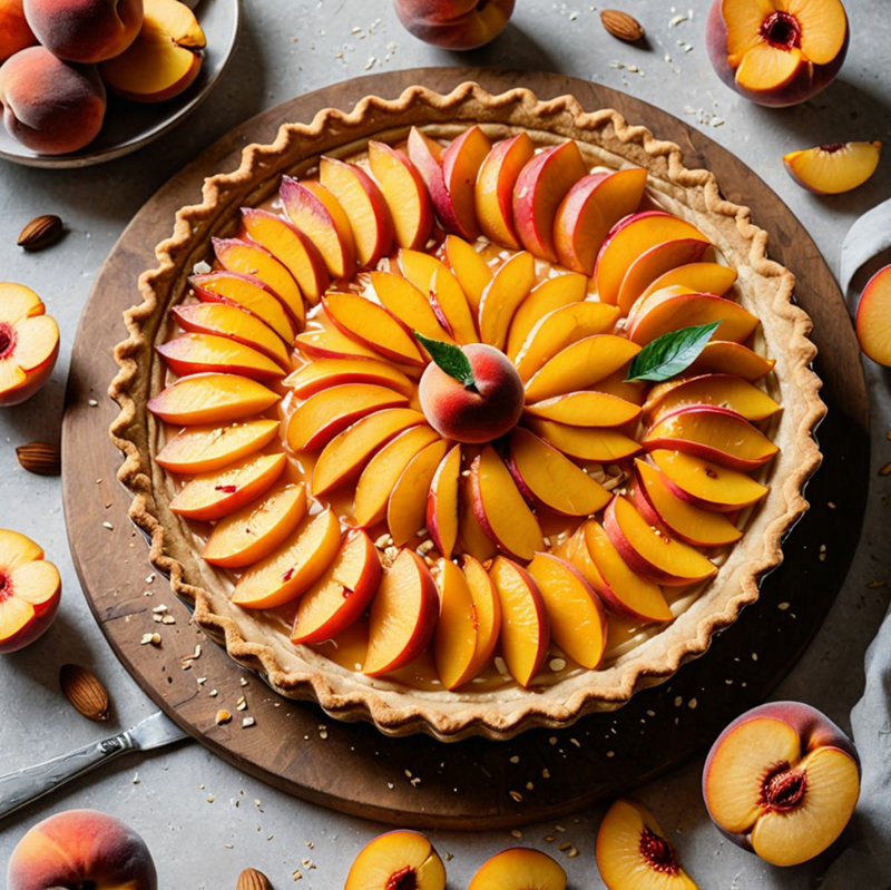 Tarte pêches fraîches crème d’amande