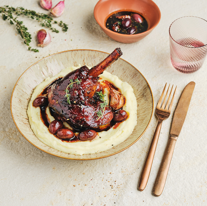 Souris d’agneau caramélisée miel paprika, purée pommes de terre