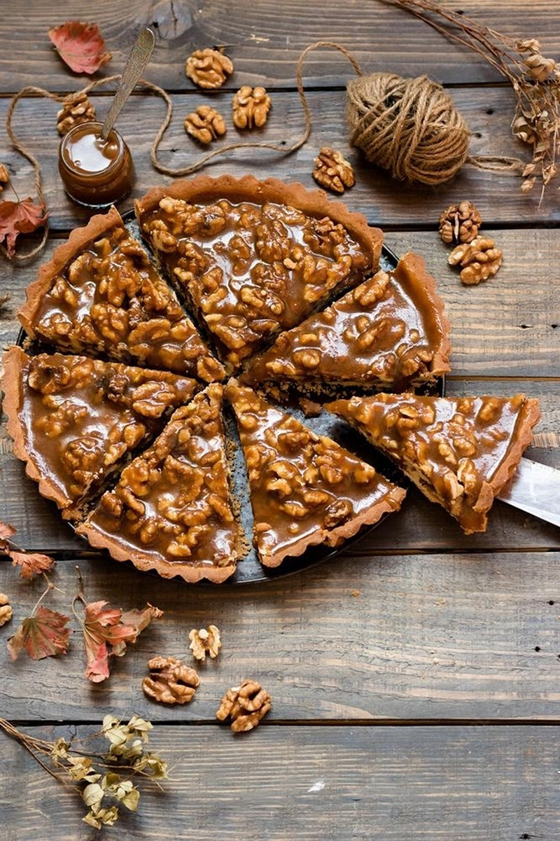 Tarte caramel et noix