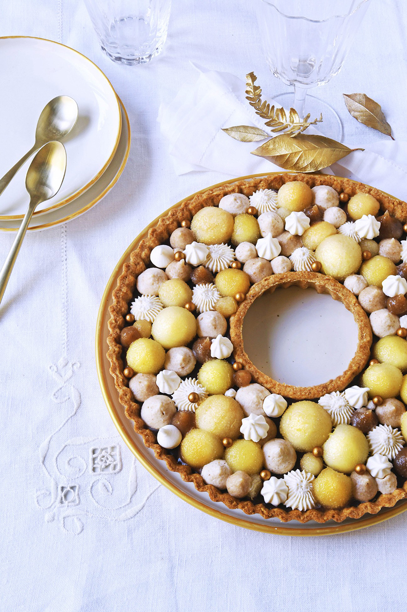 Couronne poire chocolat chantilly crème de marron