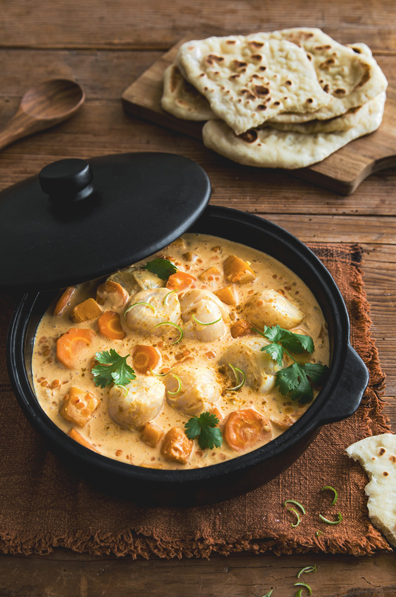 Curry noix de Saint-Jacques lait de coco