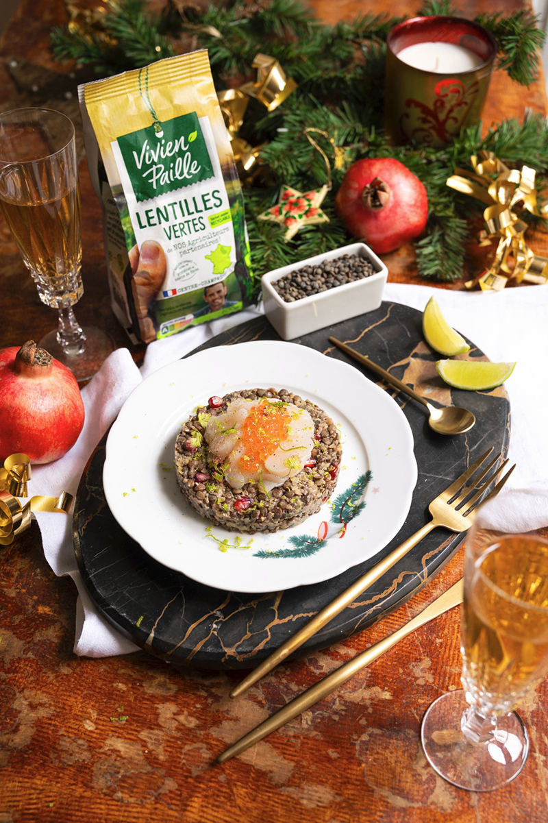 Tartare de Saint-Jacques lentilles vertes
