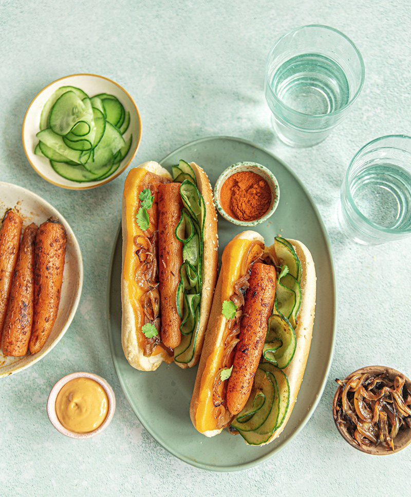 Hot-dog végétarien carotte rôtie minute Priméale® paprika fumé