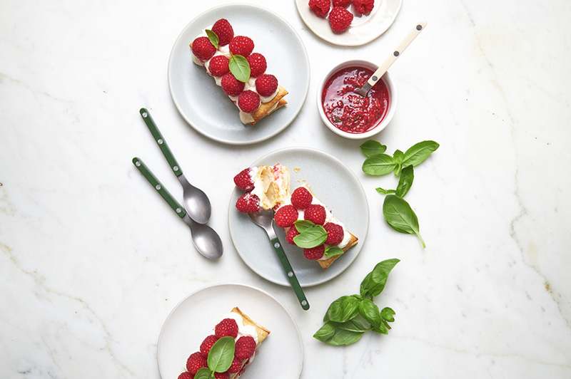 Millefeuillle framboise basilic facile