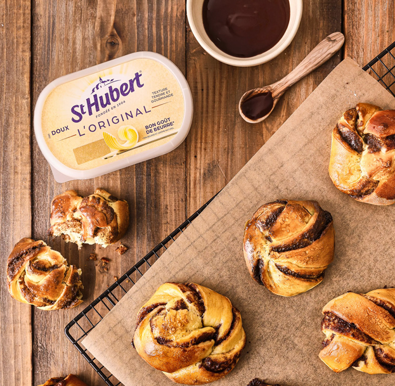 Brioches suédoises roulées chocolat St Hubert