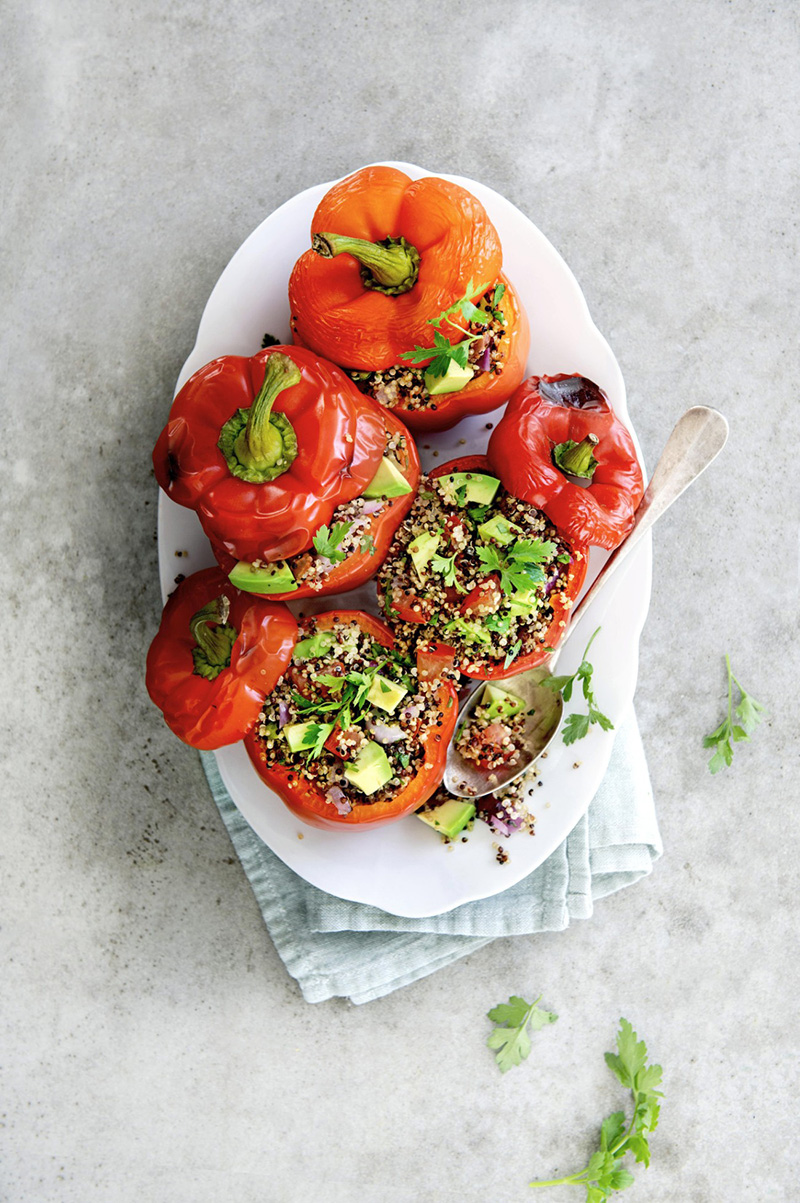 Poivrons farcis quinoa avocat