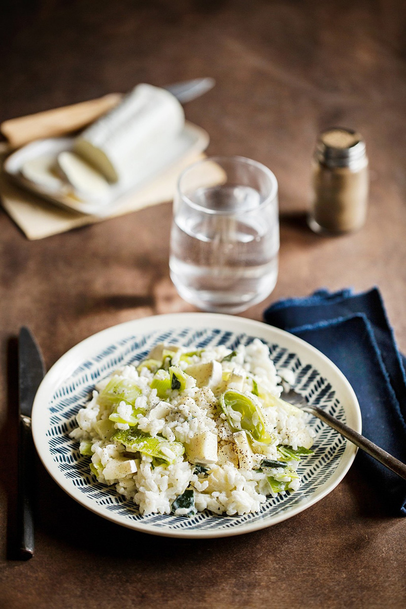 Risotto bûchette de chèvre affinée poireaux