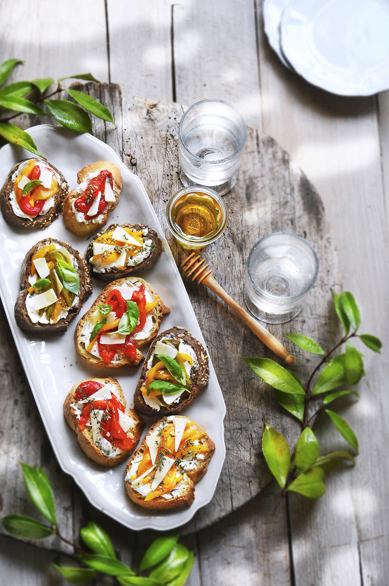 Tartines fromagères trio de poivrons