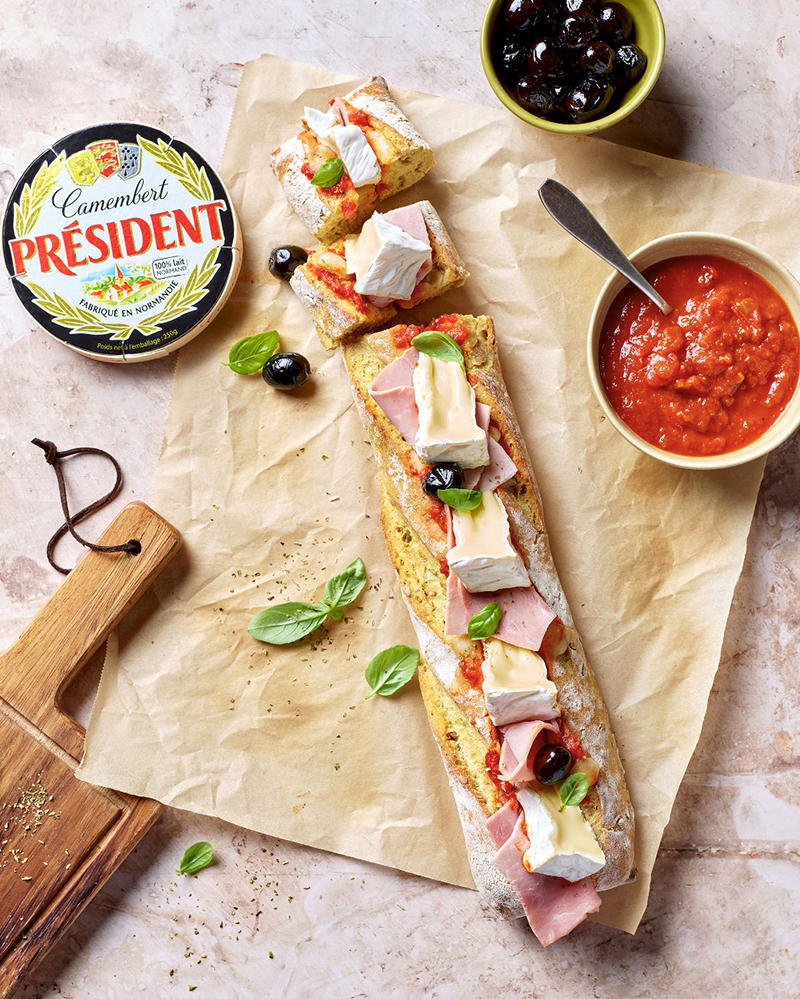 Baguette à Partager camembert façon pizza