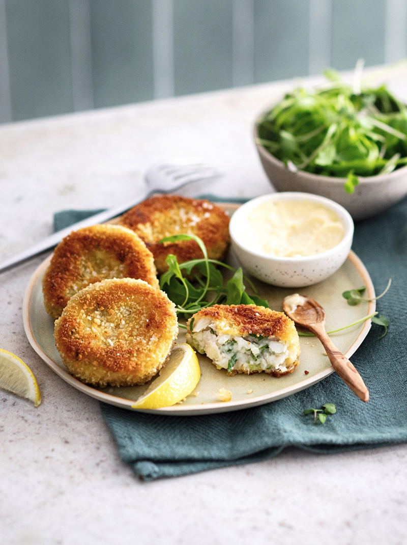 Croquettes de poisson légumes, mayonnaise raifort
