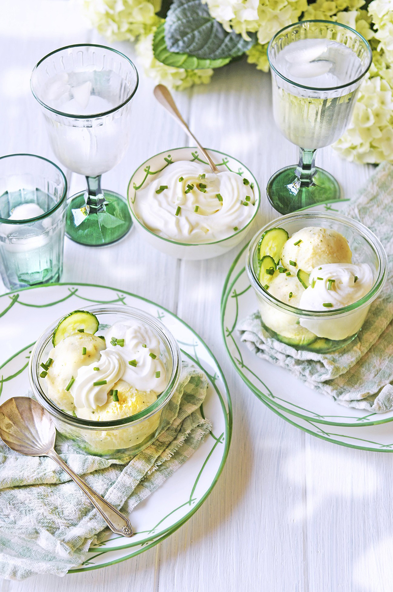 Glace concombre chantilly à la menthe