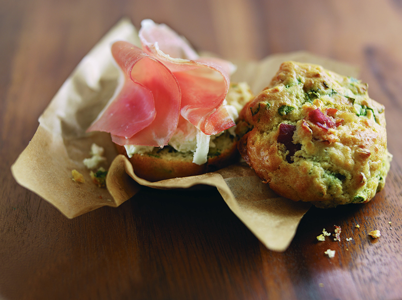 Muffins jambon de Parme, épinards fromage de chèvre