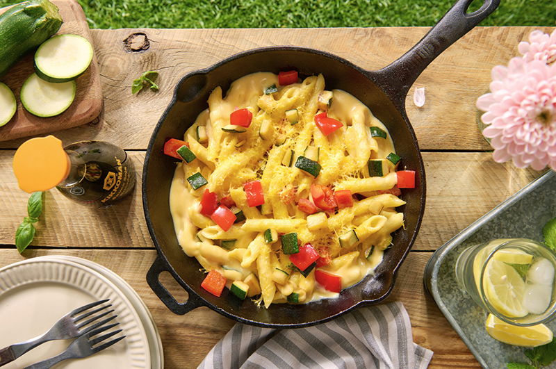Penne légumes cheddar fondu 