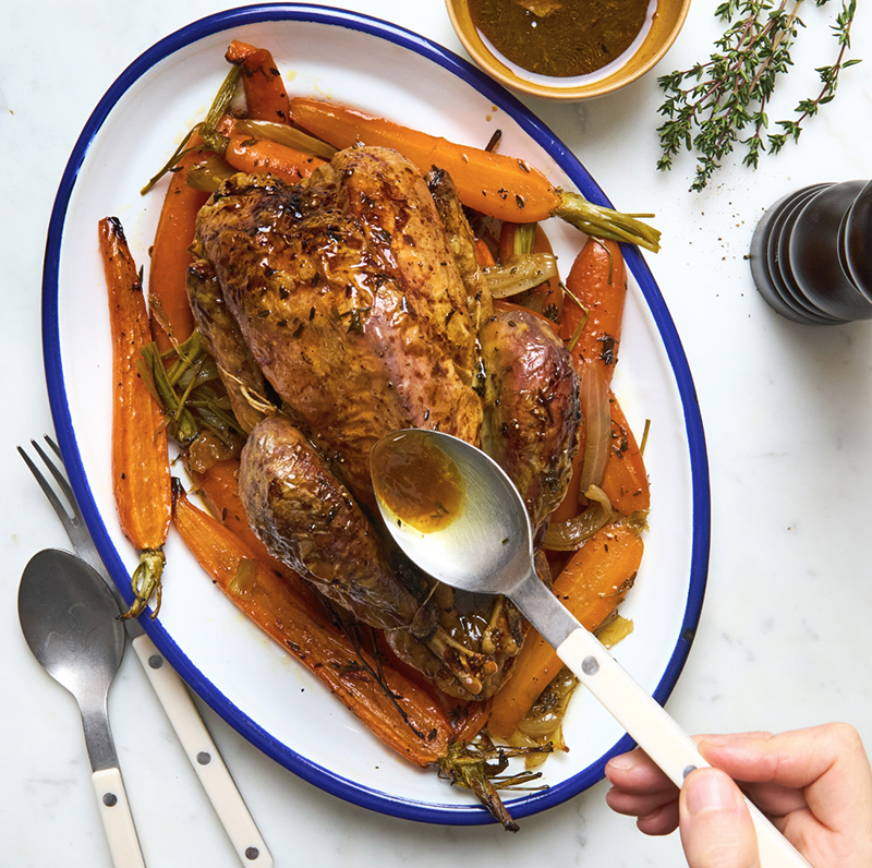 Pintade Française rôtie carottes au miel