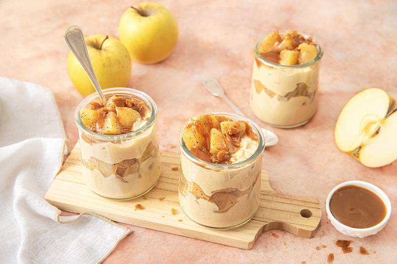 Verrines de Floraline® compotée de pommes et caramel