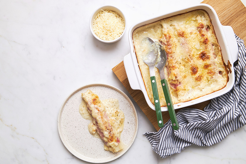 Gratin d’asperges jambon