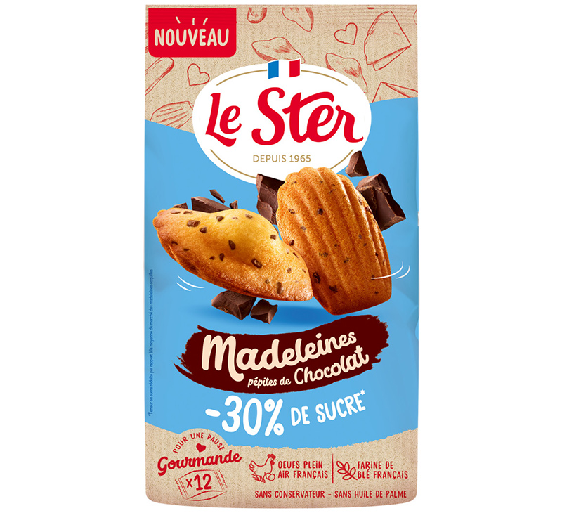 Madeleines pépites de chocolat -30% de sucre