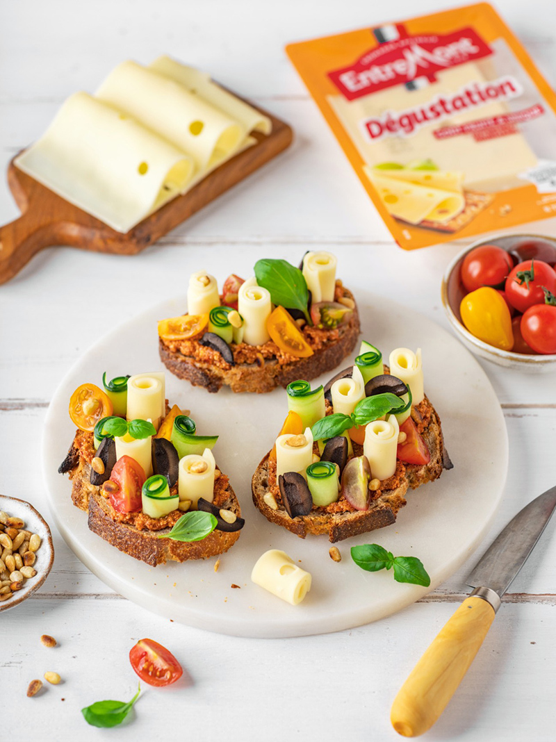 Tartines tomates séchées basilic Fromage Dégustation Entremont