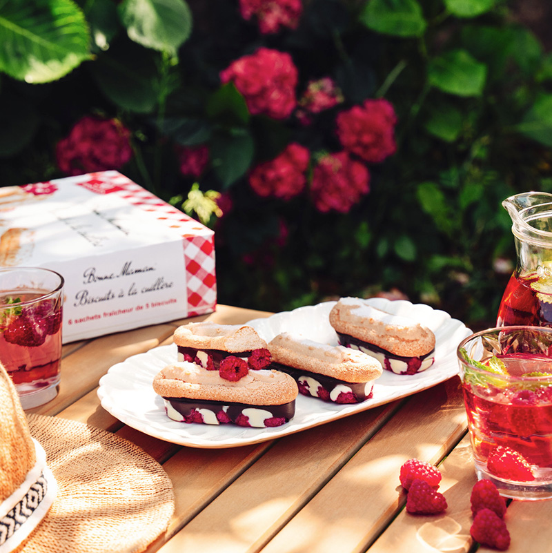 Barres chocolat framboises biscuits à la cuillère Bonne Maman®