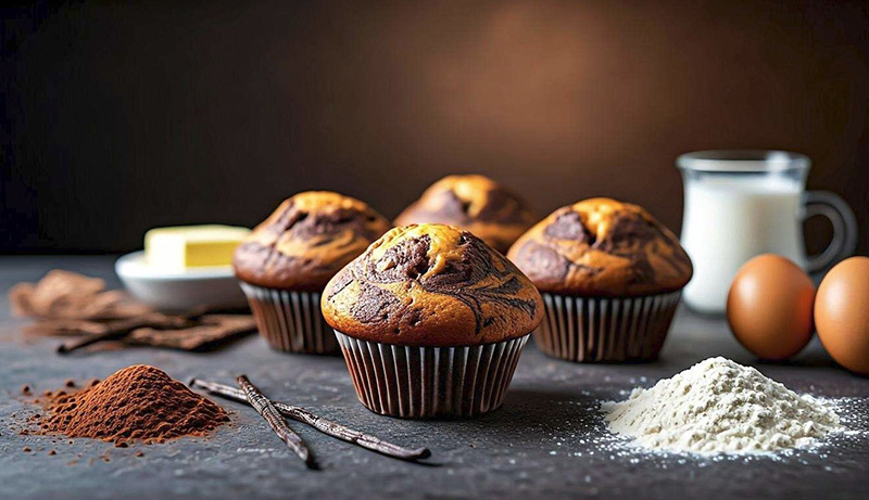 Muffins marbrés chocolat vanille