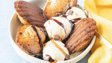 Profiteroles express madeleines chocolat caramel beurre salé