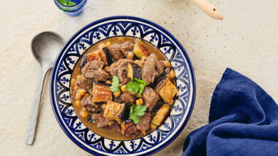 Tajine d’agneau aubergines miel