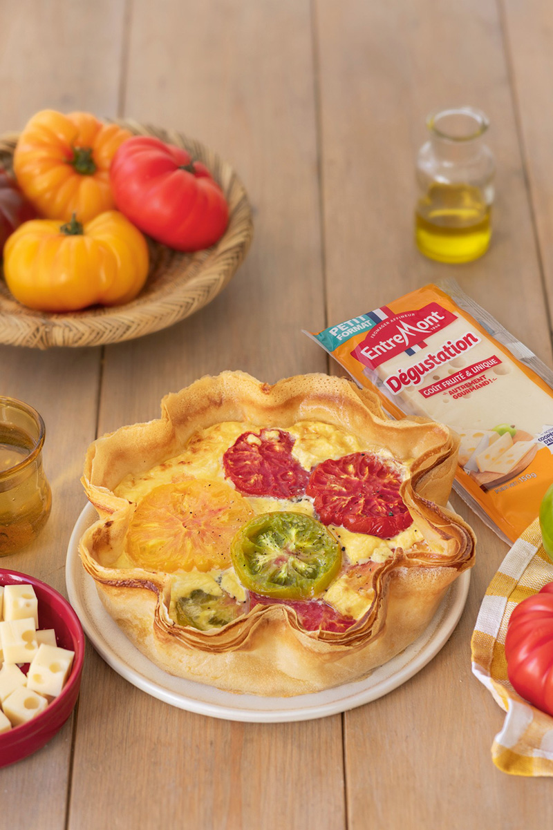 Tarte tomates multicolores fromage Dégustation Entremont