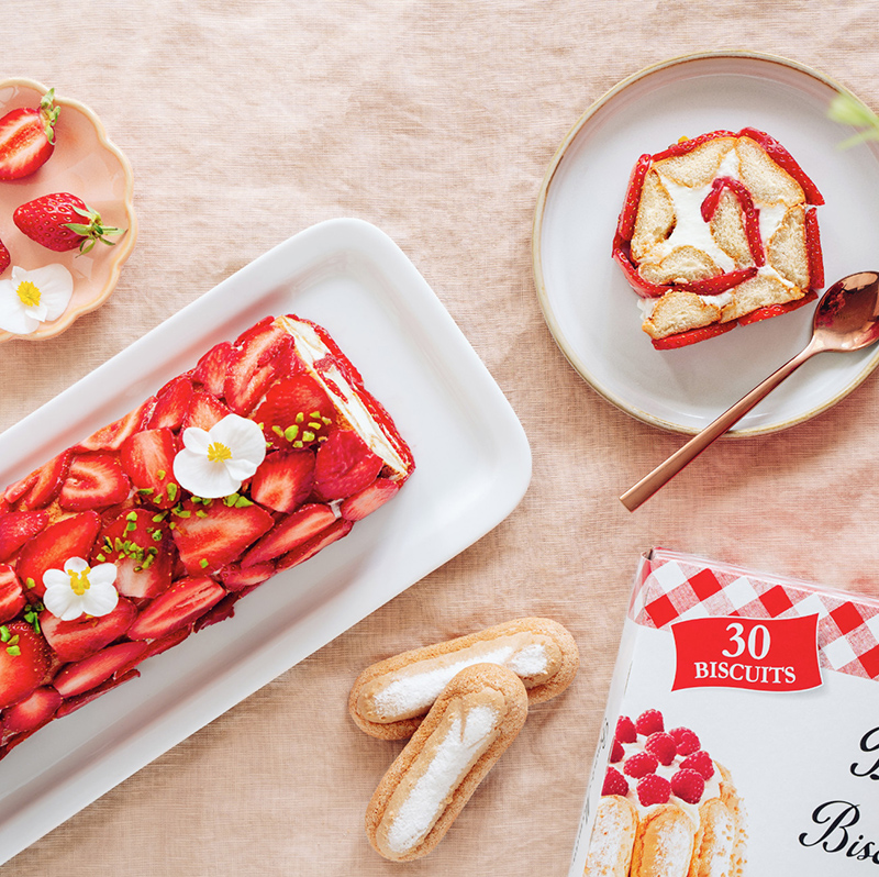 Tiramisu façon roulé fraises biscuits à la cuillère Bonne Maman®