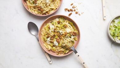 Pâtes poireaux sauce gorgonzola