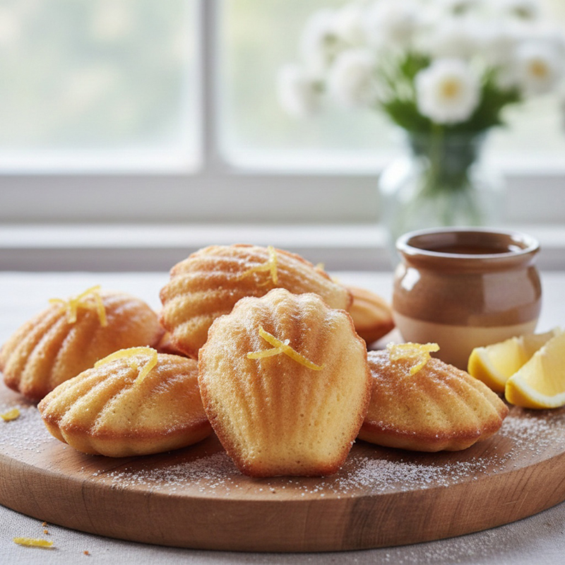 Madeleines dorées miel citron