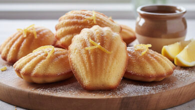 Madeleines dorées miel citron