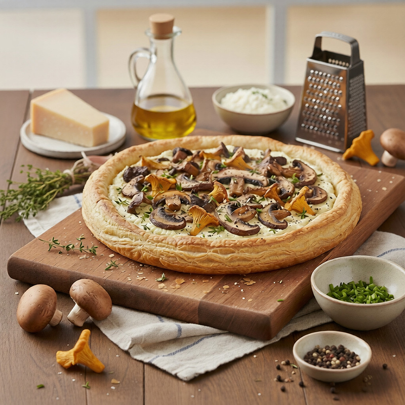 Tarte feuilletée champignons ricotta