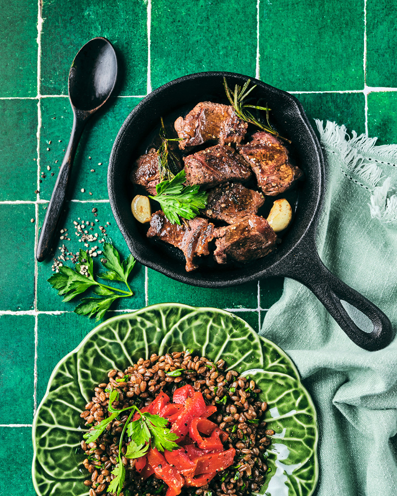 Dés paleron de bœuf grillés