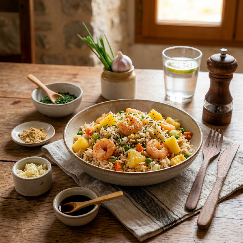 Riz exotique crevettes et ananas