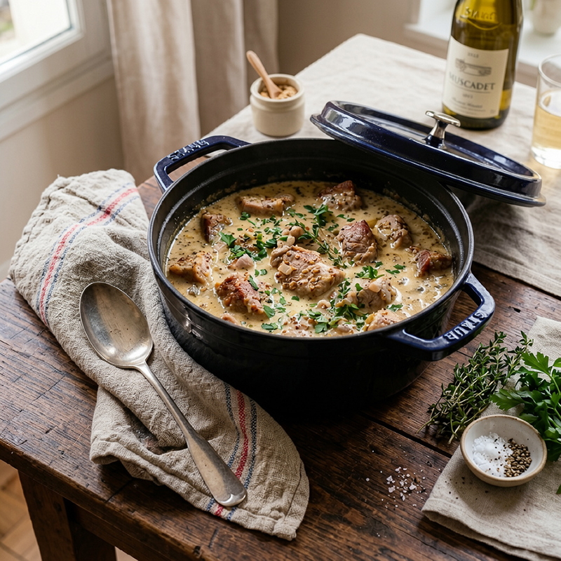 Sauté de porc crème moutarde à l’ancienne