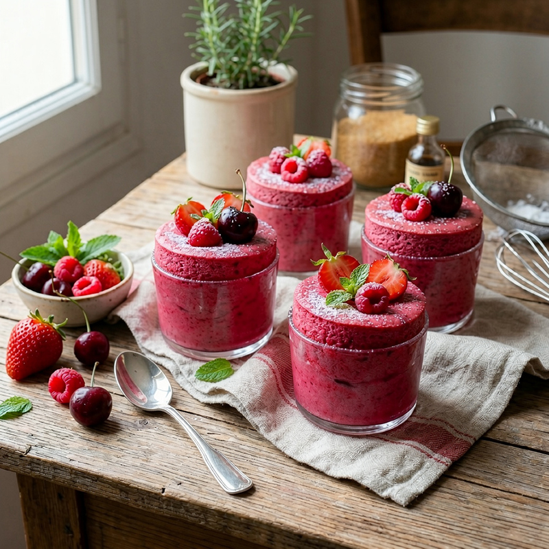 Soufflé glacé fruits rouges en verrines
