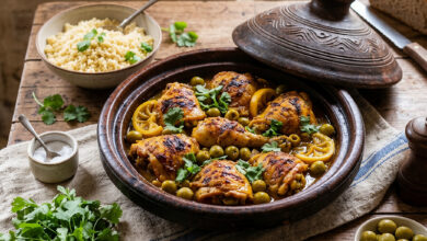 Tajine de poulet olives citron confit