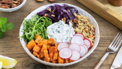 Bowl de légumes boulgour sauce Skyr Isigny Sainte-Mère