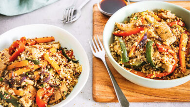 Émincé de dinde légumes sautés quinoa