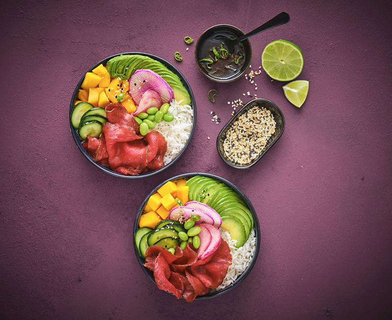 Poké bowl gravlax de bœuf