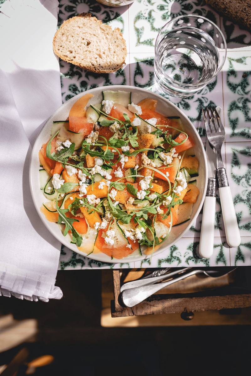 Salade de melon, pastèque concombre
