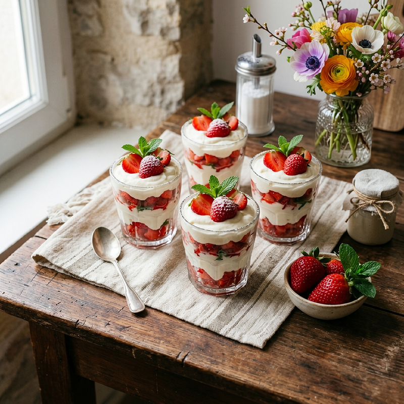 Verrines gourmandes fraises-mascarpone