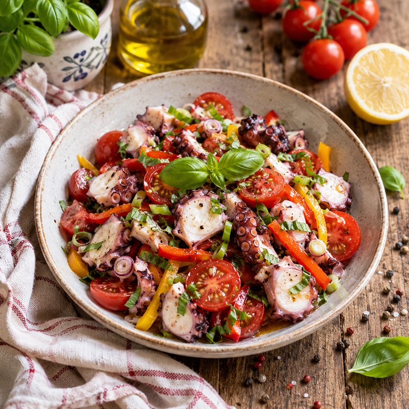 Salade de poulpe tomates cerises