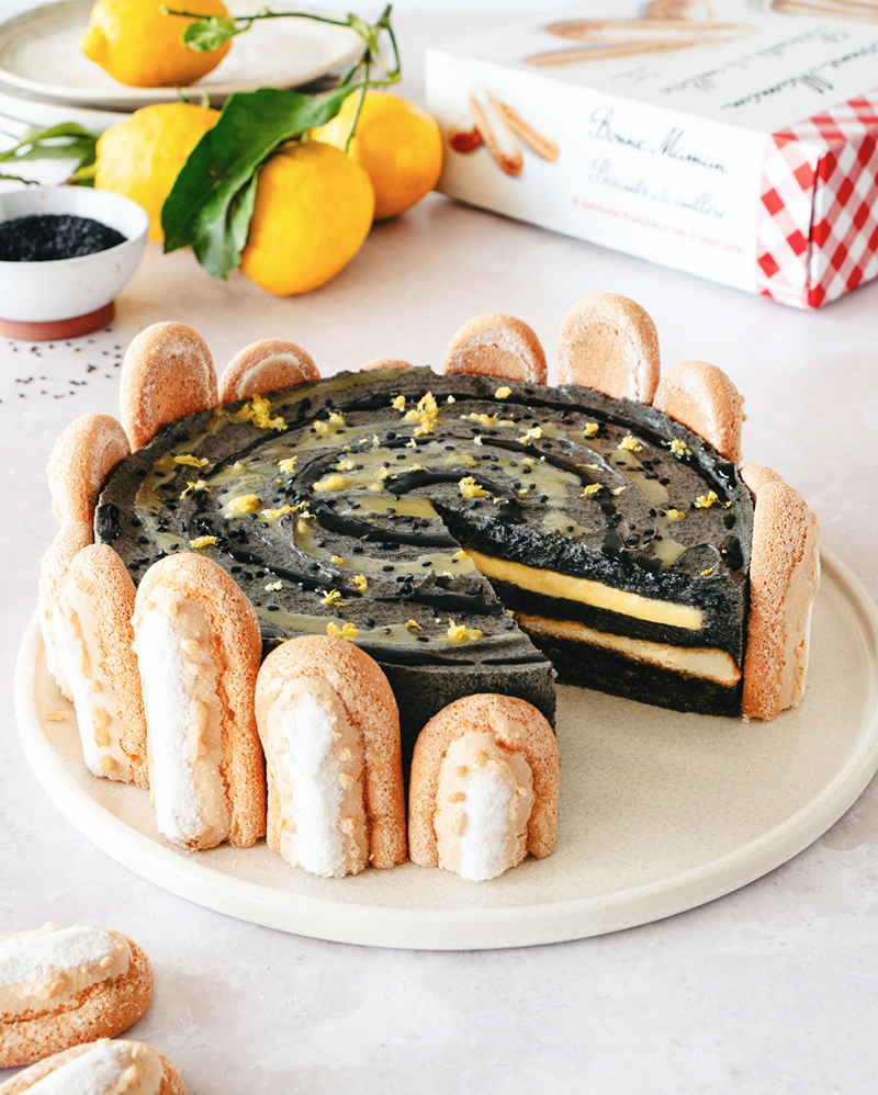 Entremets sésame noir citron